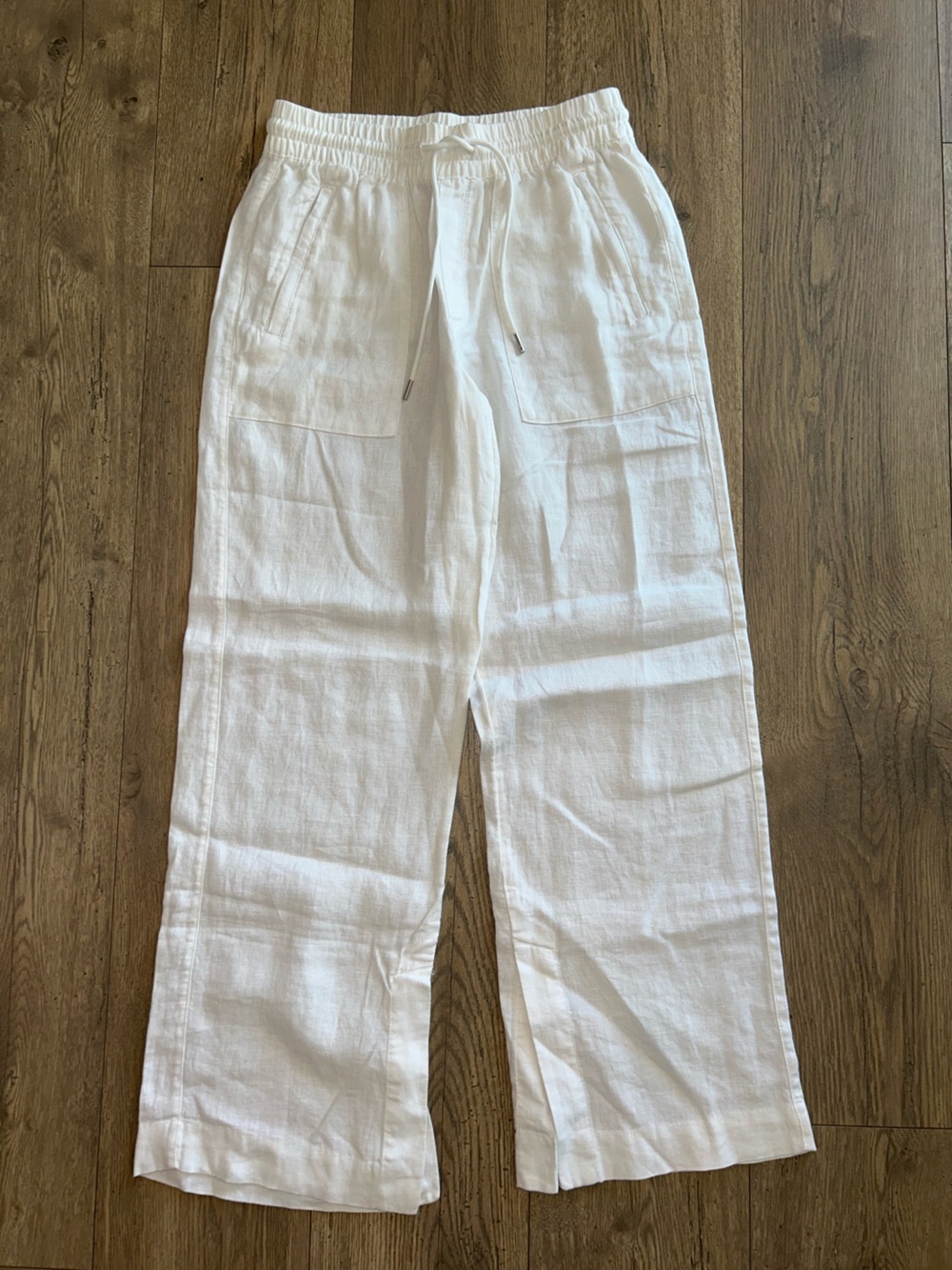 Athleta Retreat White Wide Leg Linen Drawstring Pants